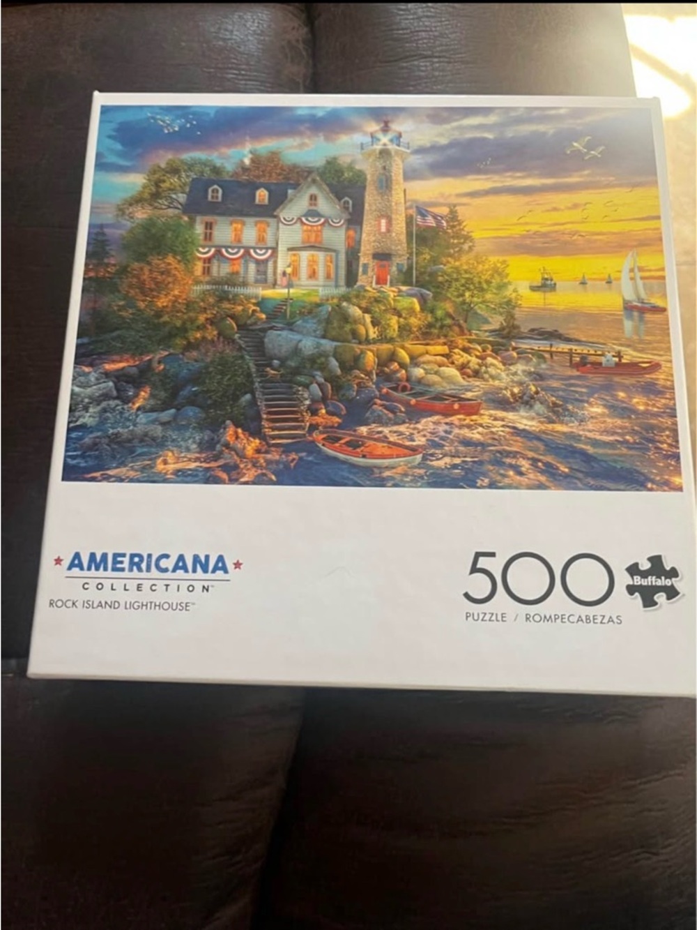 Buffalo Games Americana Rock Island Lighthouse 500 Piece Puzzle